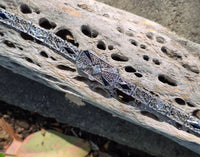 14k white gold c.1920's Deco filigree diamond & blue sapphire bracelet