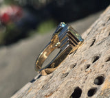 14k gold emerald cut aquamarine estate Retro Ring