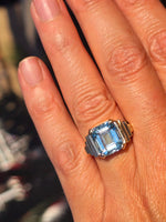 14k gold emerald cut aquamarine estate Retro Ring