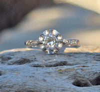 platinum and 18ct two tone Edwardian diamond antique estate engagement ring