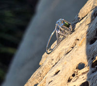 18k white gold c.1920's green tourmaline filigree vintage estate ring