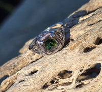 18k white gold c.1920's green tourmaline filigree vintage estate ring