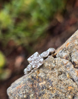 14k white gold mid-century diamond engagement ring