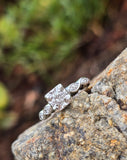 14k white gold mid-century diamond engagement ring