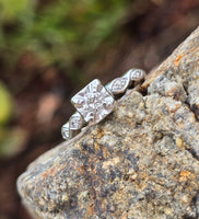 14k white gold mid-century diamond engagement ring