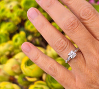 14k white gold mid-century diamond engagement ring