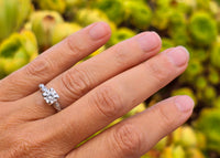 14k white gold mid-century diamond engagement ring