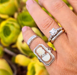 14k white gold carved shell cameo & diamond habille c.1920's estate bow ring