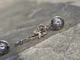 18ct gold two tone diamond antique dangle earrings