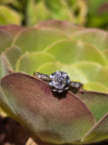 Platinum and 18ct two tone Edwardian old mine cut diamond engagement ring