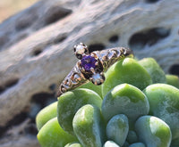 10k gold Victorian amethyst & pearl antique estate ring