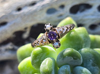 10k gold Victorian amethyst & pearl antique estate ring