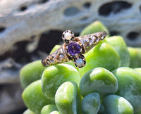 10k gold Victorian amethyst & pearl antique estate ring