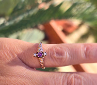 10k gold Victorian amethyst & pearl antique estate ring