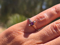 10k gold Victorian amethyst & pearl antique estate ring