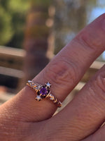 10k gold Victorian amethyst & pearl antique estate ring