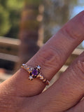 10k gold Victorian amethyst & pearl antique estate ring