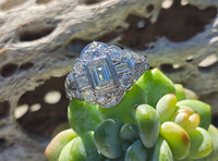 Palladium emerald cut diamond estate ring