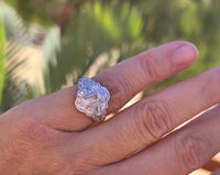 Palladium emerald cut diamond estate ring