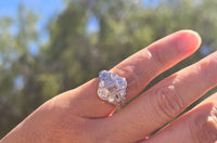 Palladium emerald cut diamond estate ring