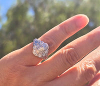 Palladium emerald cut diamond estate ring