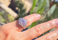 Palladium emerald cut diamond estate ring
