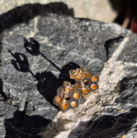 10k gold sapphire and pearl floral flower estate studs