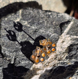 10k gold sapphire and pearl floral flower estate studs