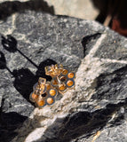 10k gold sapphire and pearl floral flower estate studs