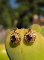 18k gold Victorian amethyst & pearl antique estate earrings