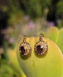 18k gold Victorian amethyst & pearl antique estate earrings