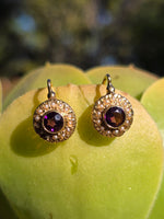 18k gold Victorian amethyst & pearl antique estate earrings