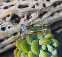 18ct two tone emerald and diamond estate Art Deco ring