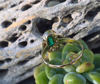 18ct two tone emerald and diamond estate Art Deco ring