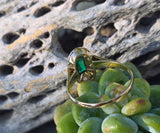 18ct two tone emerald and diamond estate Art Deco ring