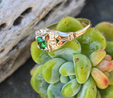 14k gold tzavorite garnet estate Deco band ring