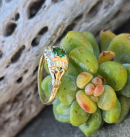 14k gold tzavorite garnet estate Deco band ring