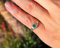 14k gold tzavorite garnet estate Deco band ring