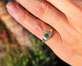 14k gold tzavorite garnet estate Deco band ring