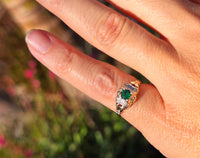 14k gold tzavorite garnet estate Deco band ring