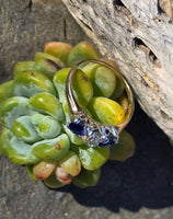 14k two tone blue sapphire & diamond antique estate ring band