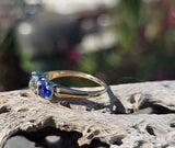 14k two tone blue sapphire & diamond antique estate ring band
