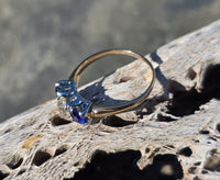 14k two tone blue sapphire & diamond antique estate ring band