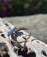 14k two tone blue sapphire & diamond antique estate ring band