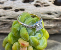 Platinum and 18ct gold Edwardian mine cut diamond antique engagement wedding ring -