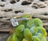 Platinum and 18ct gold Edwardian mine cut diamond antique engagement wedding ring -