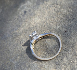 Platinum and 18ct gold Edwardian mine cut diamond antique engagement wedding ring -