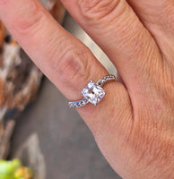 Platinum and 18ct gold Edwardian mine cut diamond antique engagement wedding ring -
