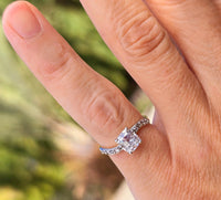 Platinum and 18ct gold Edwardian mine cut diamond antique engagement wedding ring -