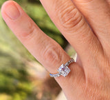 Platinum and 18ct gold Edwardian mine cut diamond antique engagement wedding ring -